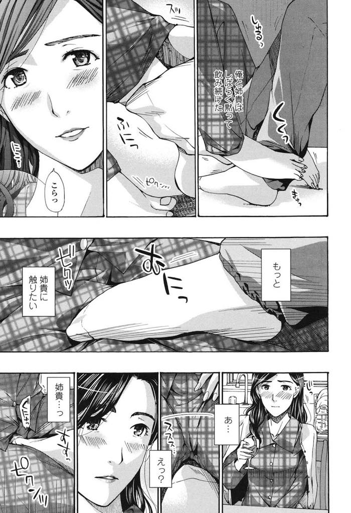 【エロ漫画】彼女と別れて実家に帰ってきた弟と初めて気を許してお酒を飲むアラフォーのお姉さん...いつも厳しくて気不味いはずの姉が一人の綺麗な女性に写り間違いを犯しいちゃラブ中出しセックス【あさぎ龍:登子】