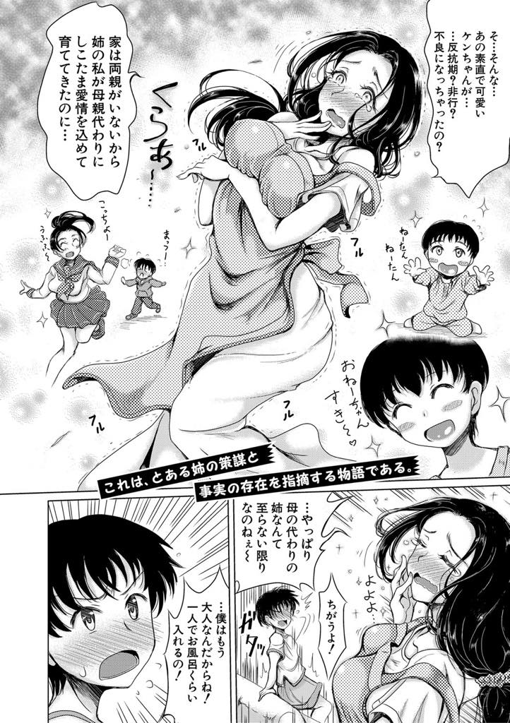 【エロ漫画】両親の代わりに弟を愛情込めて甘やかし育ててあげた巨乳お姉さん...弟の友達に姉弟でエッチしていることを口外されないように共犯者にして3Pおねショタ中出しセックス【りょくりん:お姉ちゃん陰謀論】