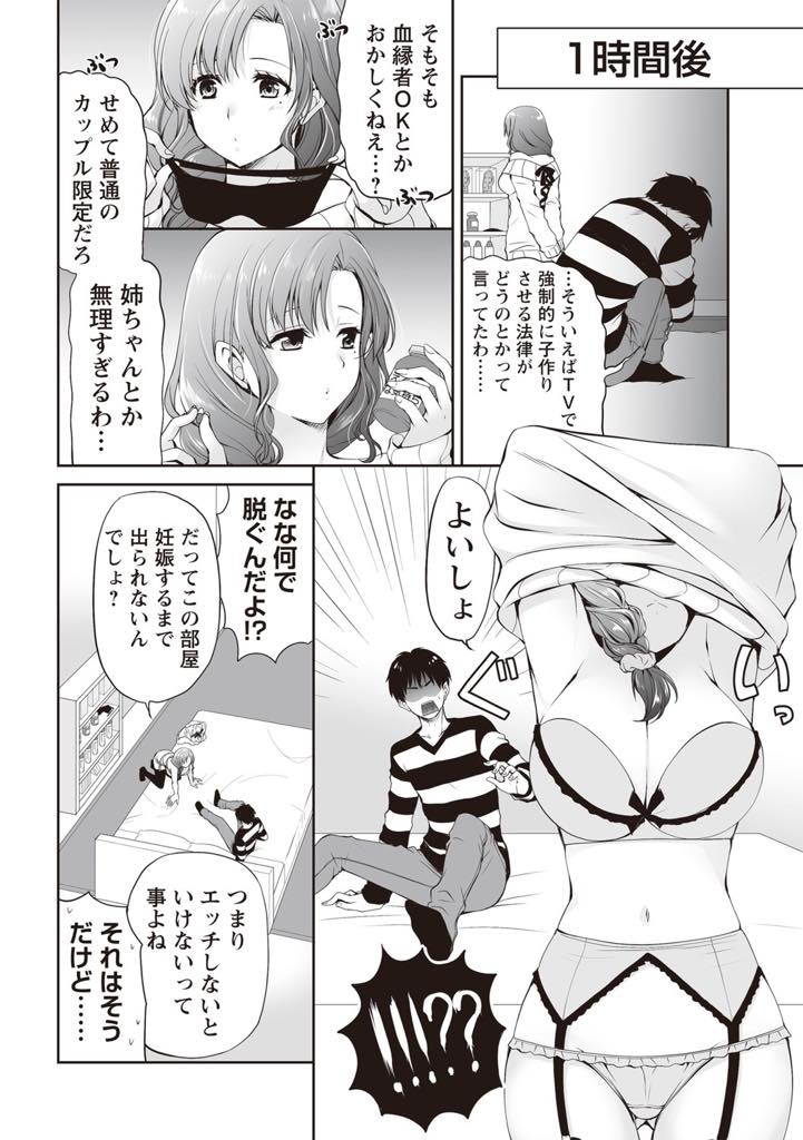 【エロ漫画】商店街の福引で特等を当て弟と妊娠するまで出られない部屋へと招待される巨乳お姉ちゃん...姉に何か薬を飲まされて勃起が治らなくなり初めてを交換し姉のマンコに夢中になりすぎて目的を忘れ種付け中出しセックス【りゅうき夕海:妊娠するまで出られない部屋】