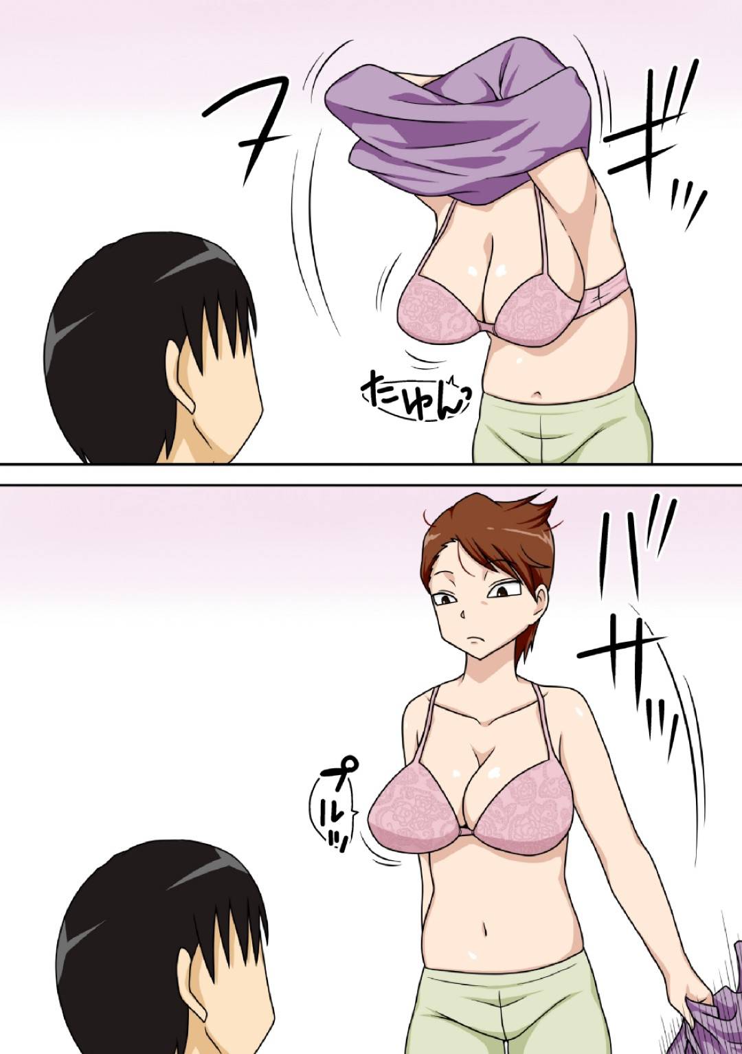 【エロ漫画】予備校生の甥っ子と生活することになった巨乳人妻…甥っ子の妄想メモを発見し、目の前で服を脱ぎおっぱいを触らせ終わらすも、欲情した甥っ子にクンニされゴムあり挿入でセックスする！その日から避妊薬を飲み生ハメ許可してセックス漬け！【大隊骨:陰キャの甥がヤリたい伯母さん。】