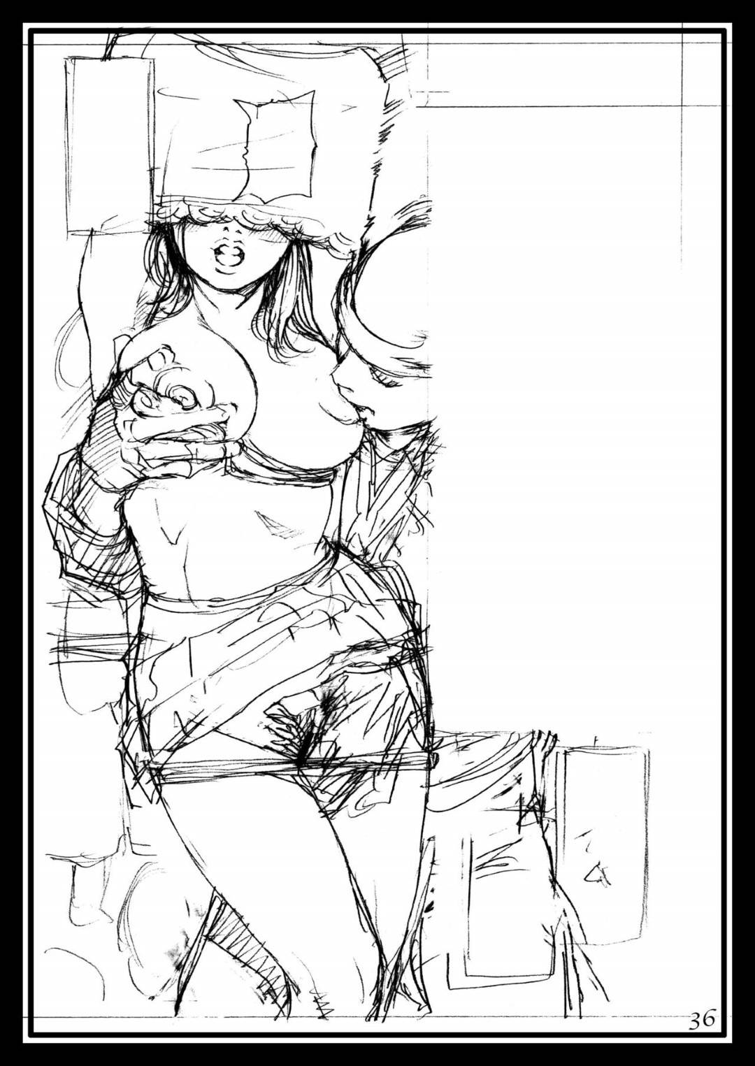 【エロ漫画】国際線の巨乳CA外国人…かつて自分を調教をした男が飛行機に乗ってきていて、そのままトロ顔中出しセックスされちゃう！【十六夜清心：十六夜清心ラフ画集 in M女専科 3】