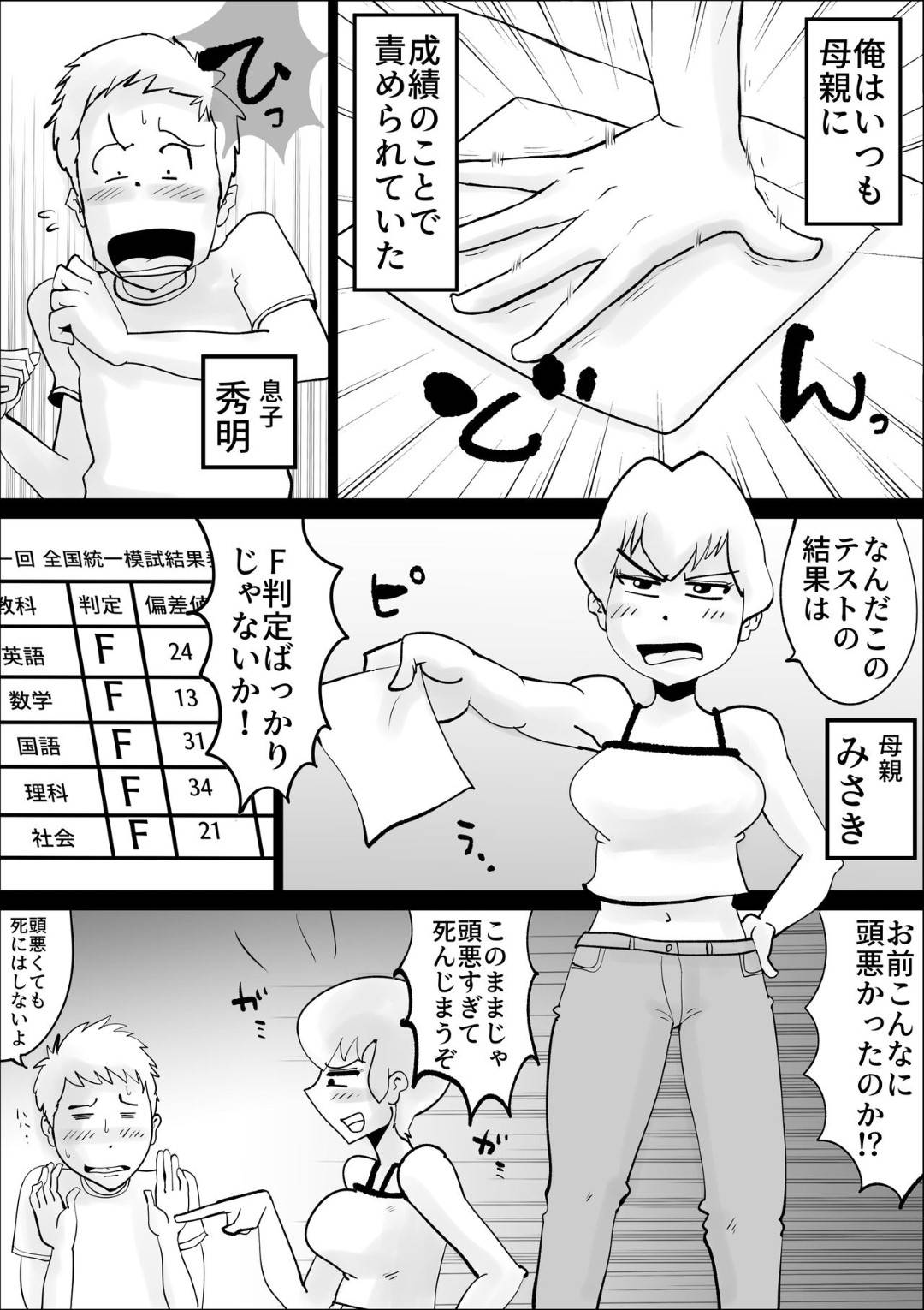 【エロ漫画】性欲処理の日々が続くド天然母親…息子が書いた嘘の記事を真に受けてフェラからの禁断の近親相姦な中出しセックスで日夜イチャイチャしちゃう！【kazum：ド天然母親と性欲処理の日々】