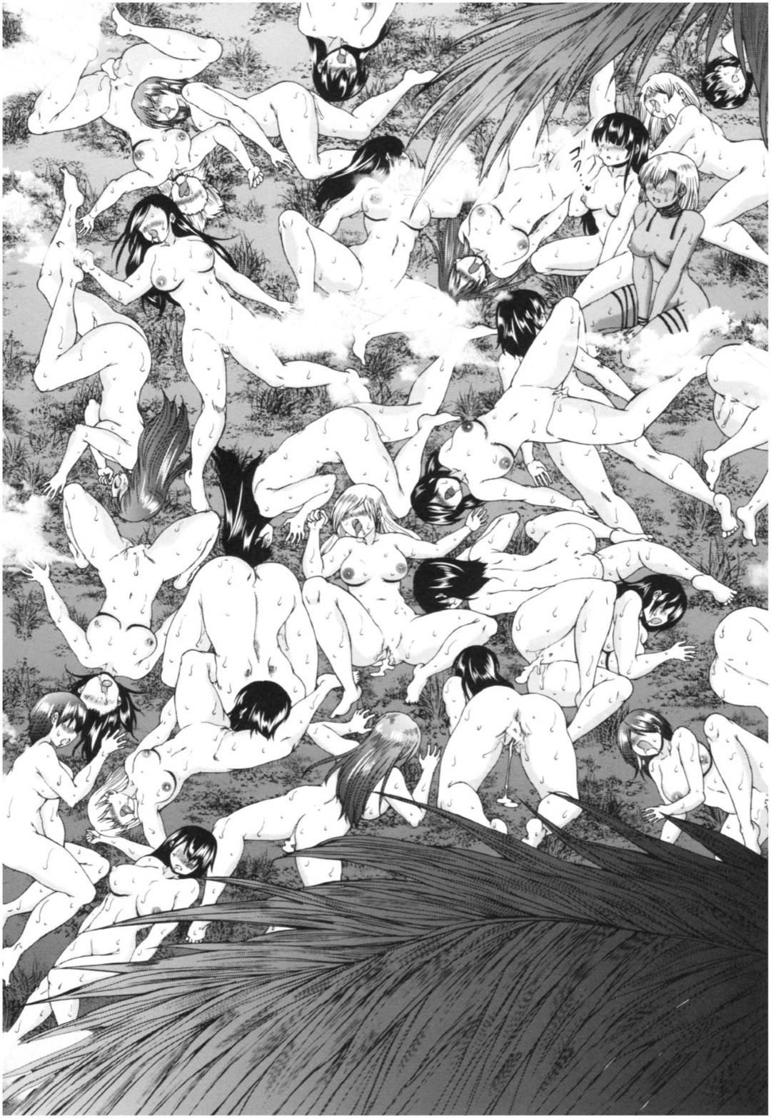 【エロ漫画】復活して襲ってくるエッチすぎるエロゾンビたち…逆レイプにフェラしたり中出しセックスで集団セックスしちゃう！【和原ヨウ：浸食虫島 第３話】