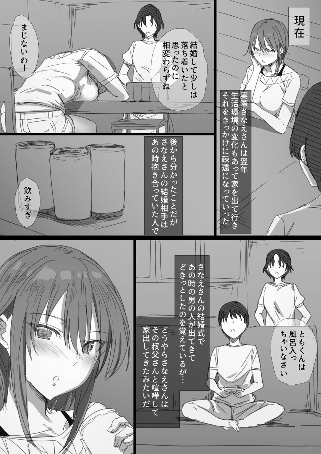 【エロ漫画】甥に手を出しちゃうエッチで淫乱な叔母さん。お風呂で授乳手コキをして甘えさせてあげるとパイズリフェラをして寝込みを襲われ中出しされちゃう