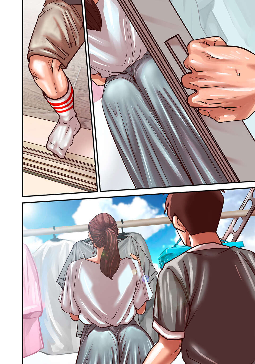 【エロ漫画】息子に襲われちゃうエロかわいいグラマーな母親…乳首責めされたりしてトロ顔に近親相姦しちゃう！【ポロリビスタ：煽り男 file6】